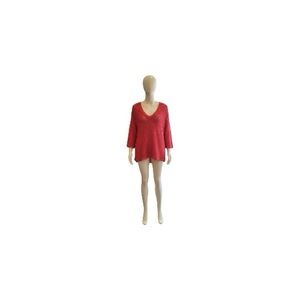 Free People Red V-Neck Sweater